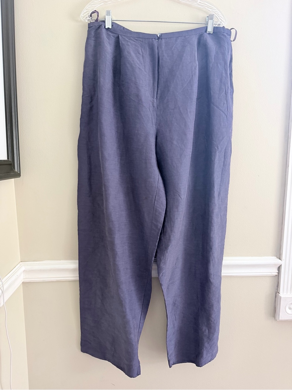 Eileen Fisher Dark Navy Wide-Leg Linen Blend Pants